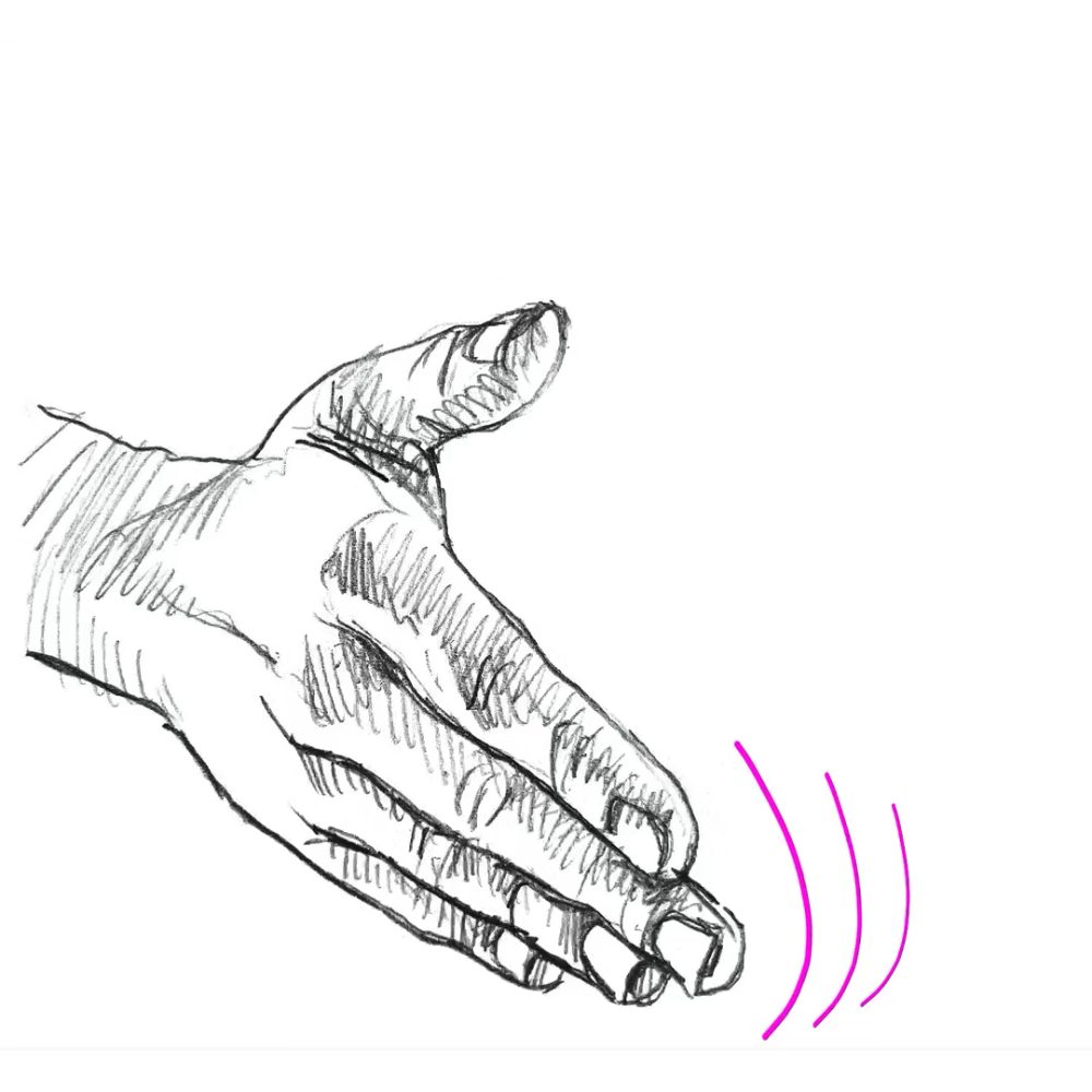 Ausgestreckte Hand, die Kontakt aufnimmt