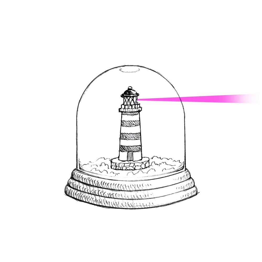 Der Leuchtturm sendet einen Lichtstrahl aus