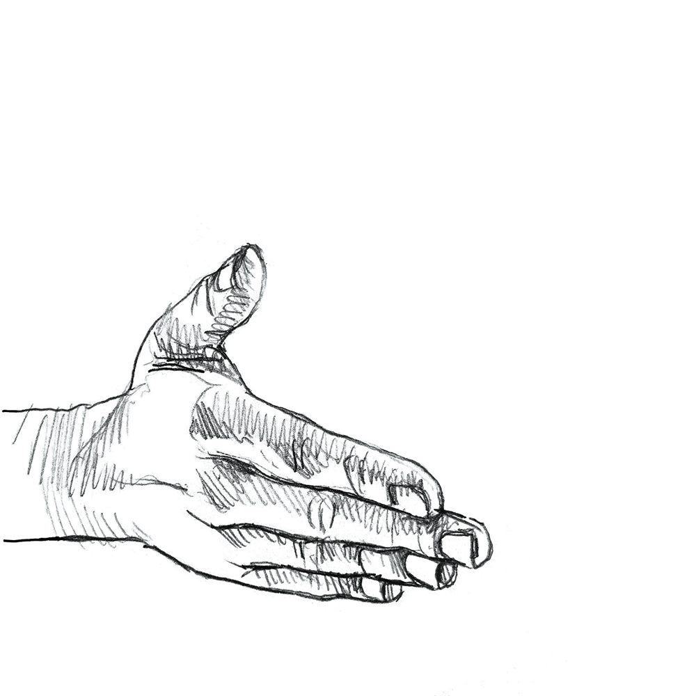 Ausgestreckte Hand, die Kontakt aufnimmt