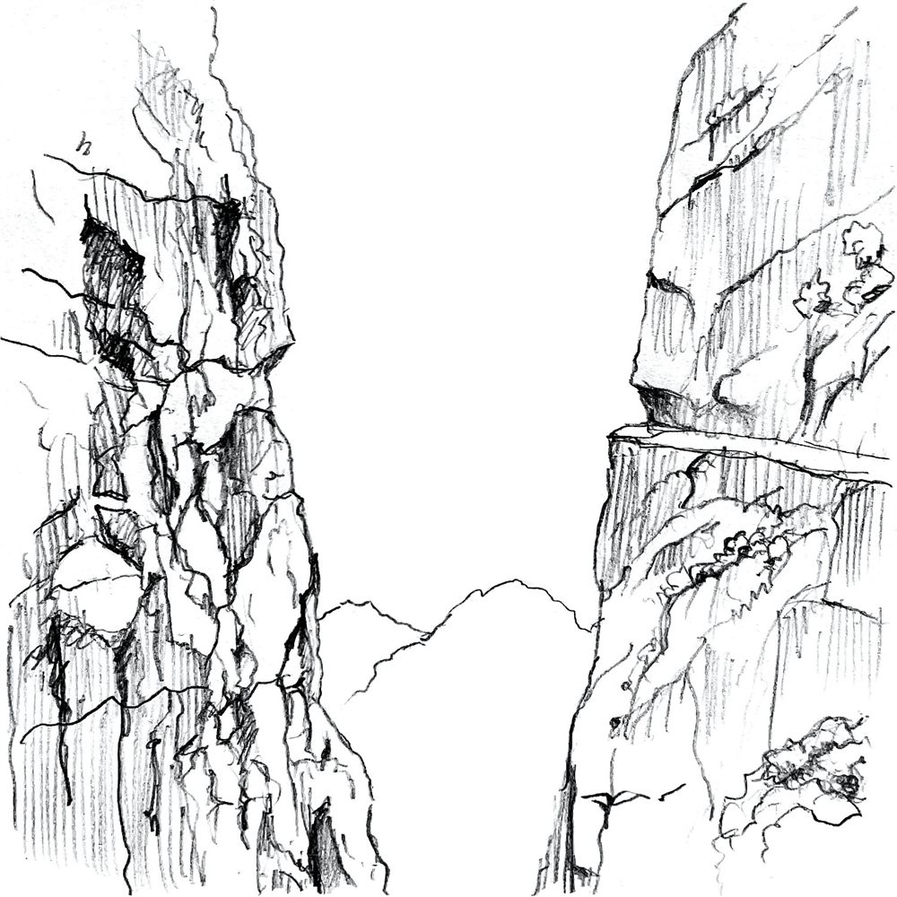 Zwei Felsw&auml;nde, dazwischen eine un&uuml;berwindbare Schlucht